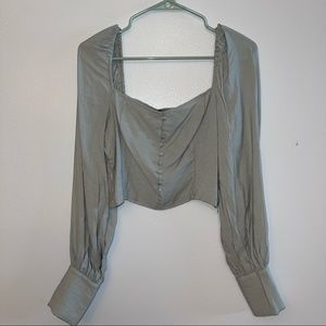 Forever 21 Sage Green/Blue Long Sleeve